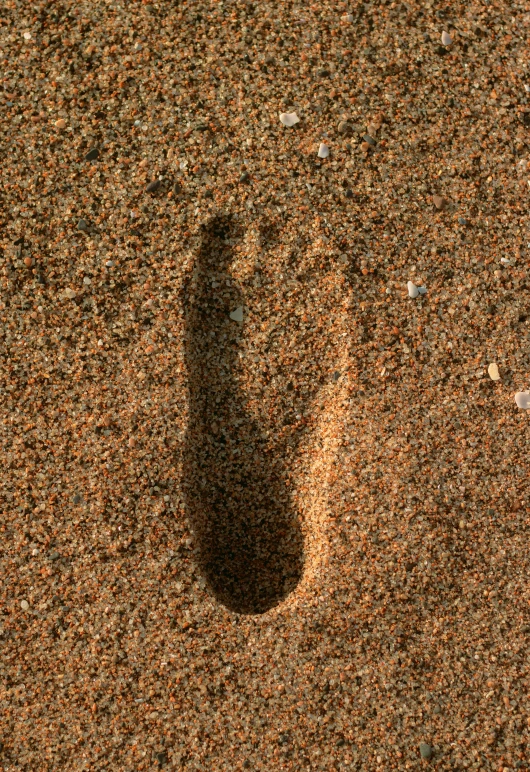 a shadow is seen in the sand on the beach