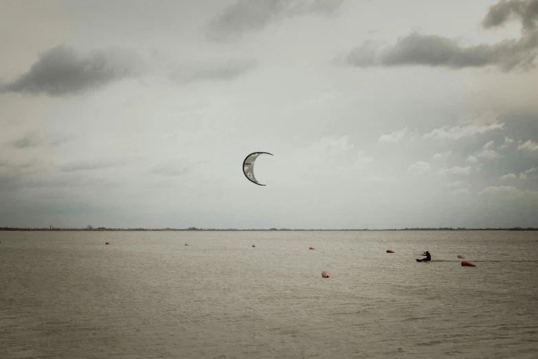 a windsurfer floating on top of a body of water