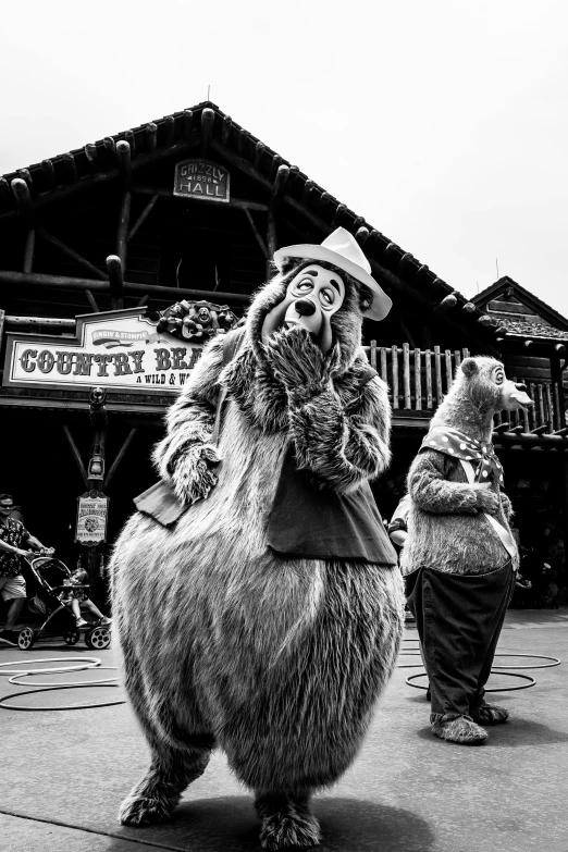 a person in a costume walking down a street