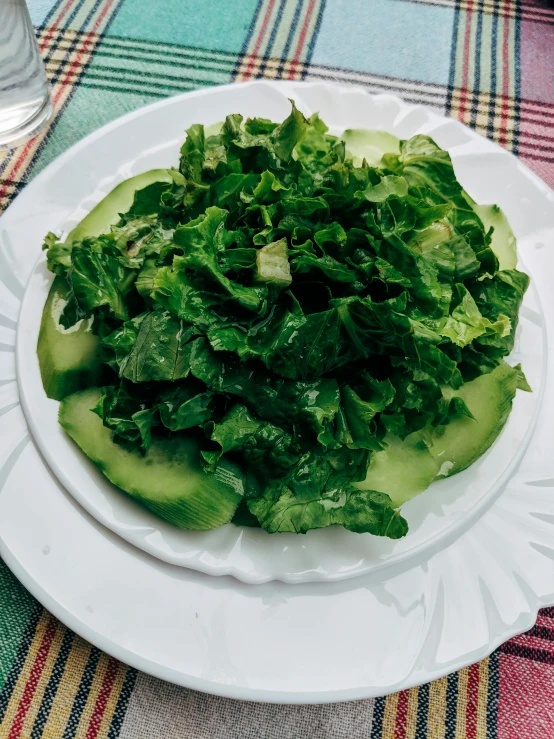 lettuce and leafy greens displayed on a plate