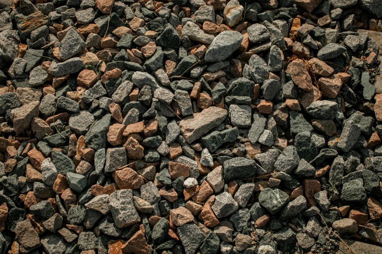 a bunch of rocks that are on the ground