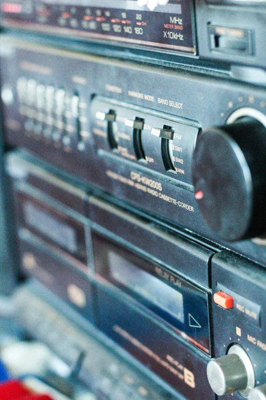 a close up of an old radio receiver