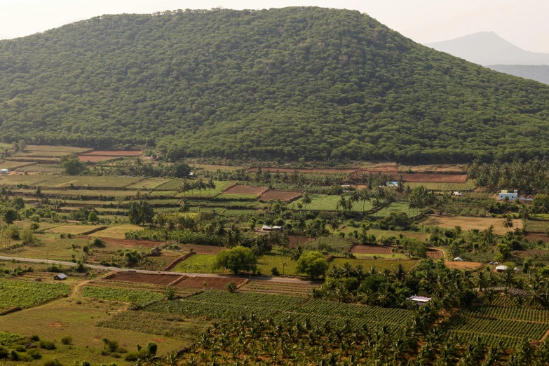 a view of a large hill in the distance