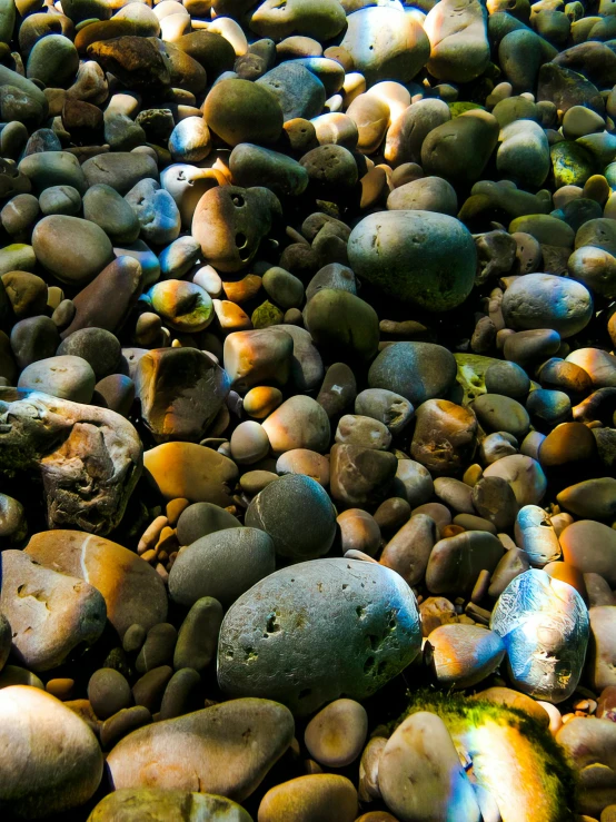 a close up view of rocks and other items