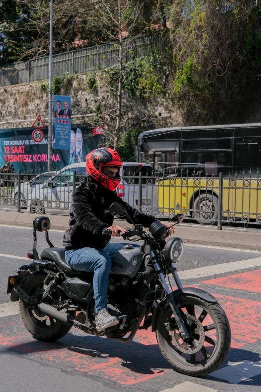 a person is riding a motorcycle in a bike lane