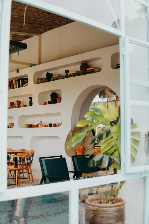 a very beautiful and colorful looking patio with some chairs