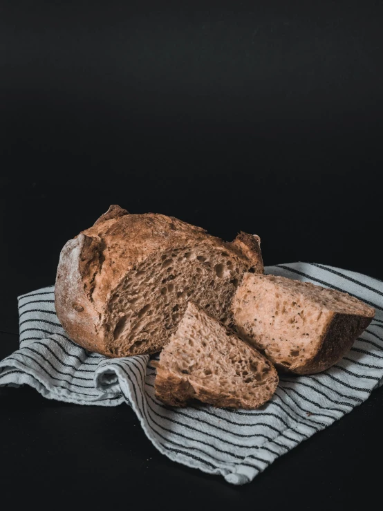 slices of bread sitting on top of a cloth