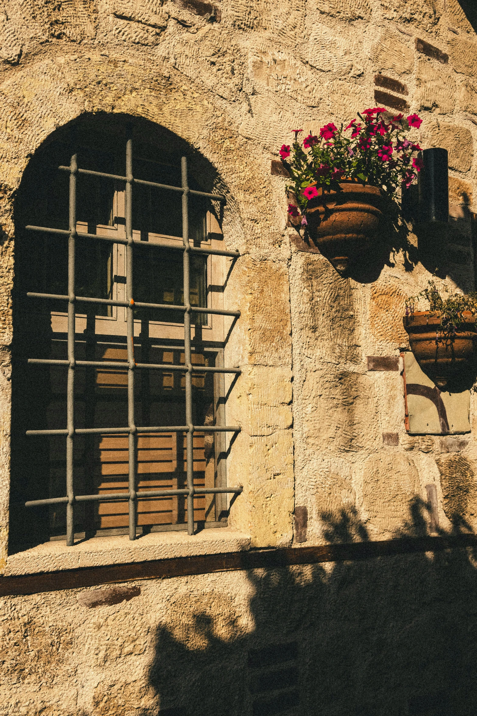 the window is set inside an old building