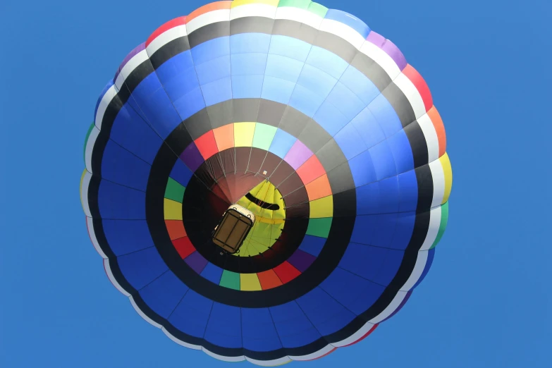 a colorful balloon with a blue sky behind it