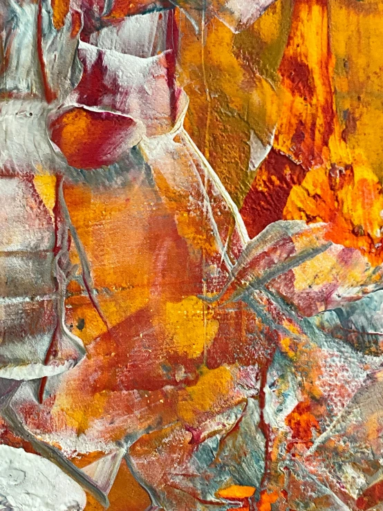 a close up of an abstract painting with many details