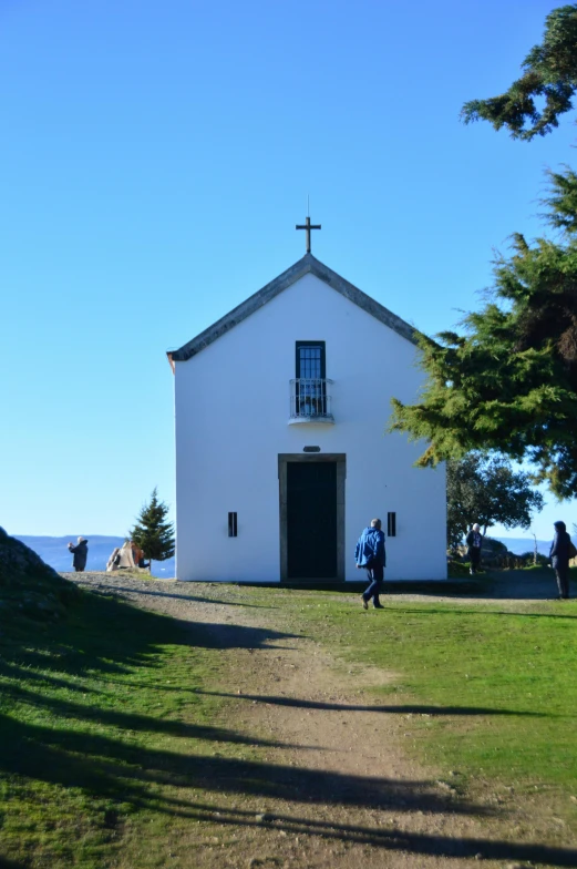 the large church is built over a dirt road