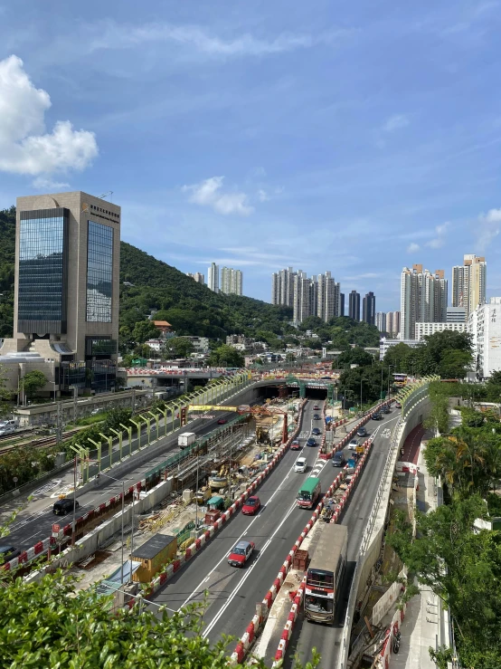 traffic moves along the busy road in the city