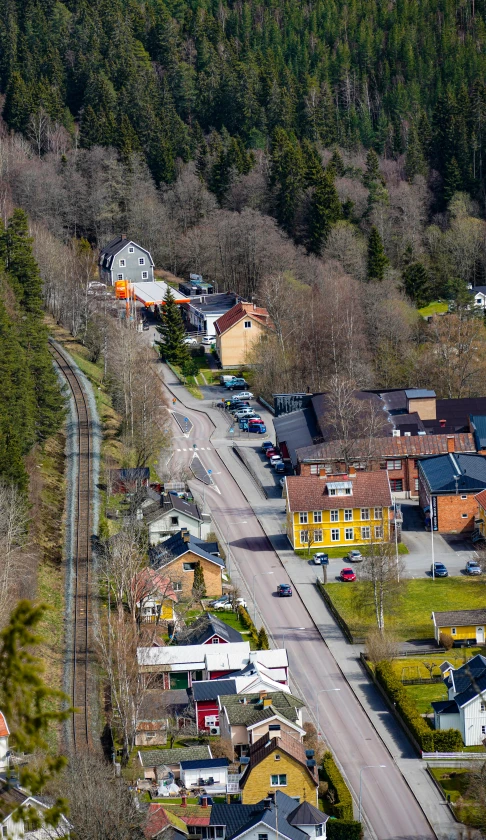 a town with lots of houses and parking lot