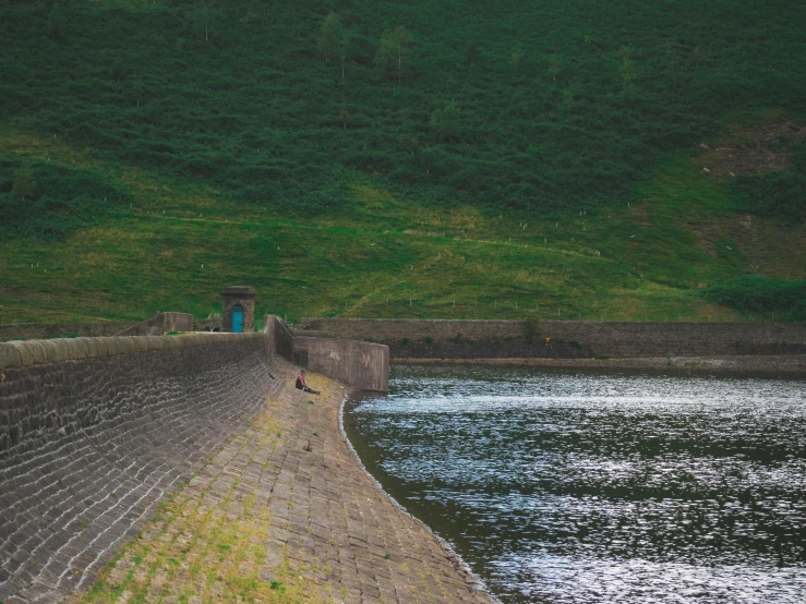 there is a person standing next to the water