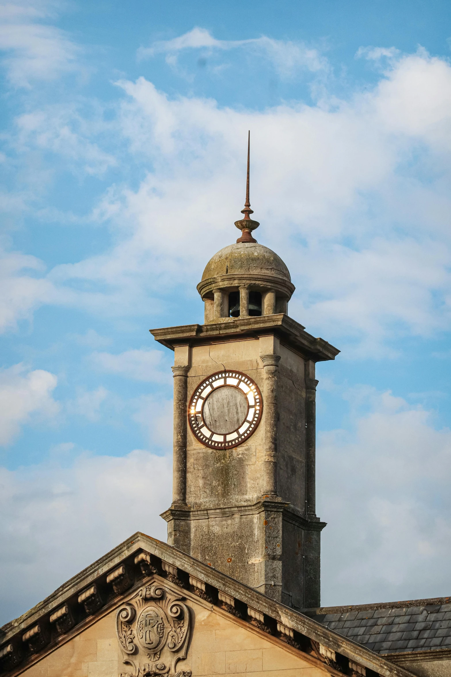 a church steeple with a clock on it