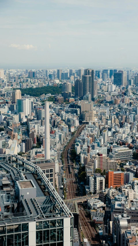 cityscape seen from a tall building top looking over a busy road