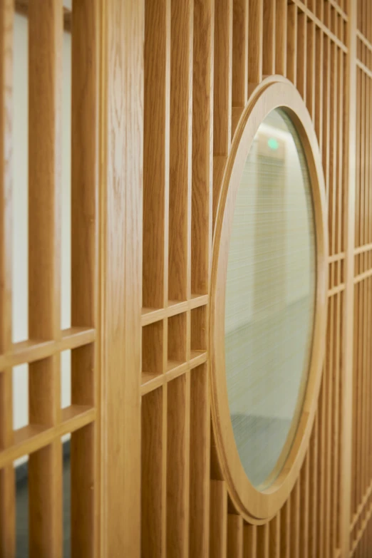 this is the image of wooden panels with a mirror