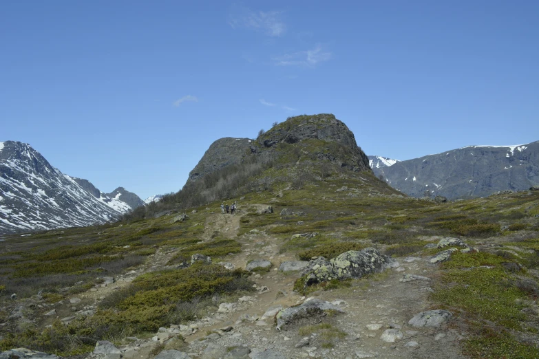 an image of a mountain slope with a horse on the mountain top