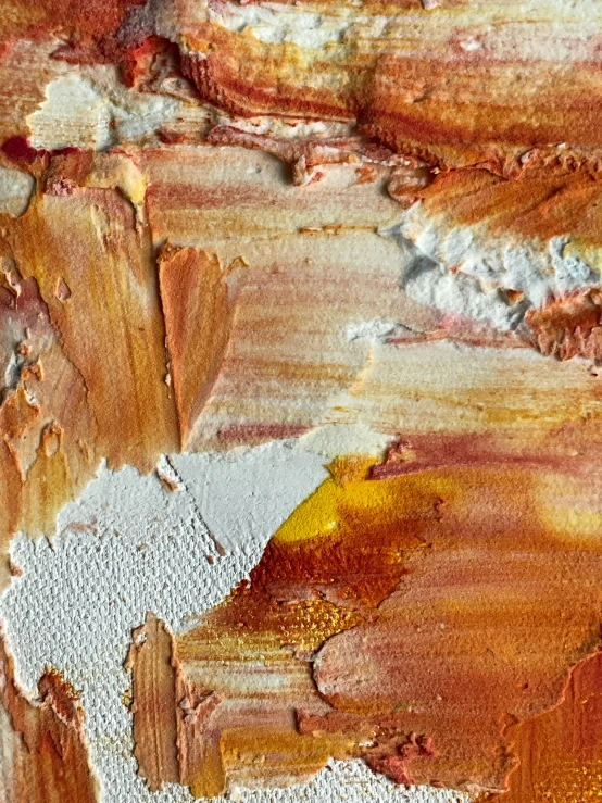 brown white and orange paint with streaks