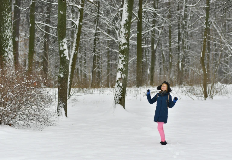 a girl that is standing in the snow