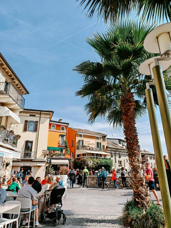 an outdoor cafe in a resort setting