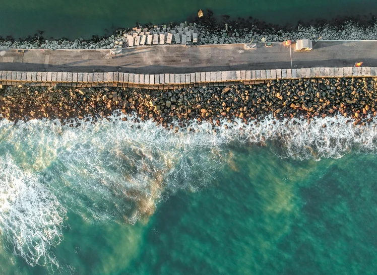 aerial view of a beach in the ocean