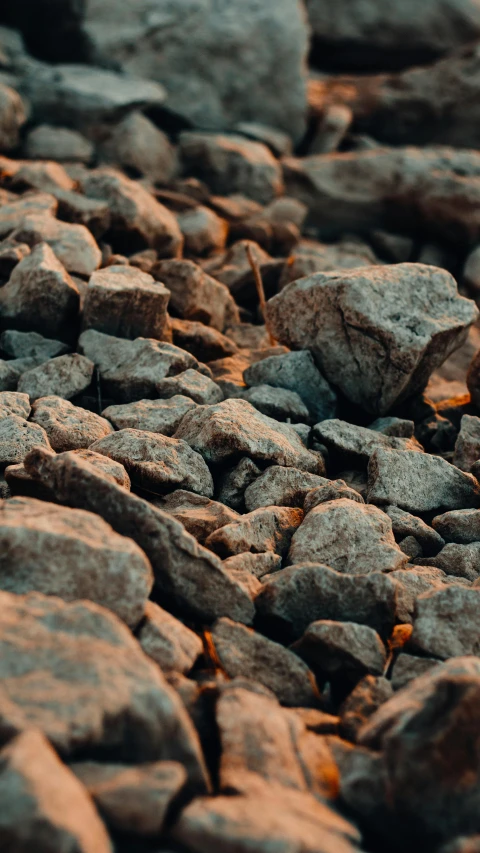 rocks sitting on the ground with no one around them