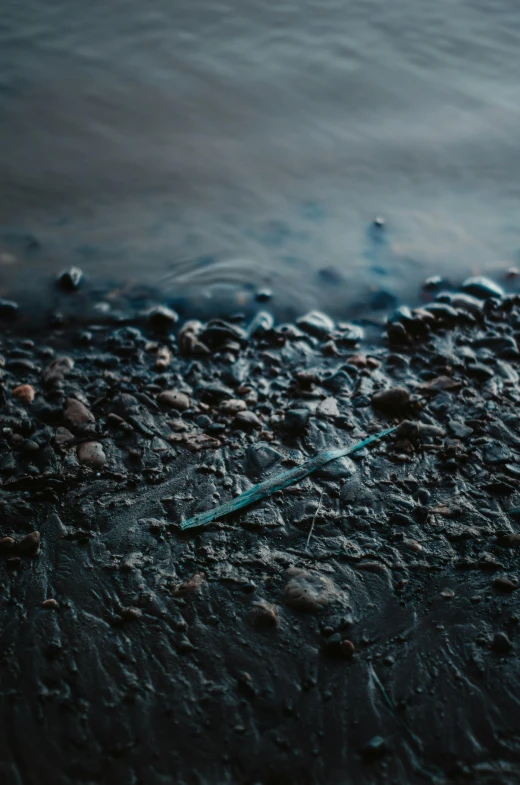 a very muddy surface with water and stones