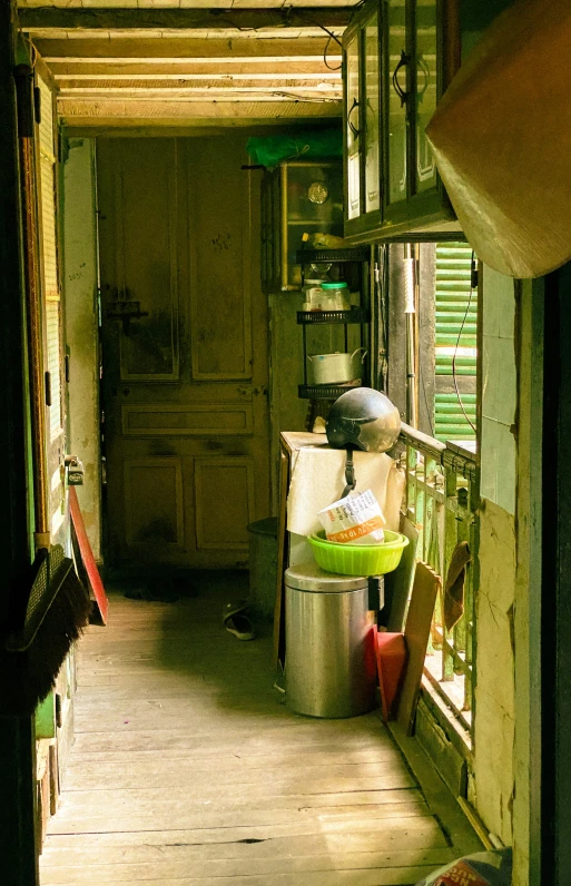 this is a hallway in an old house that needs to be cleaned