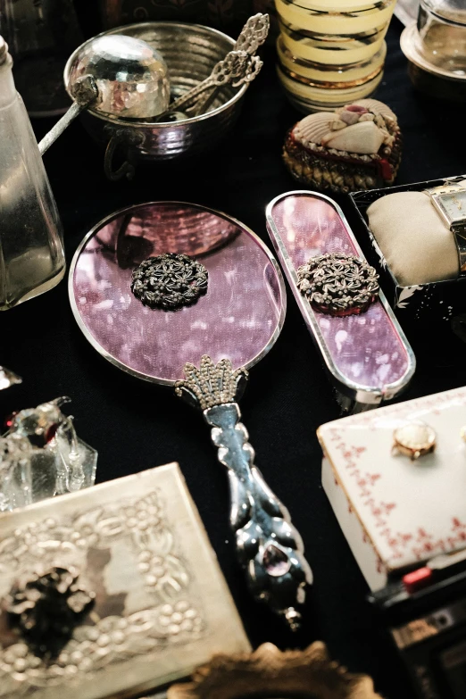 old antique items on a table for sale