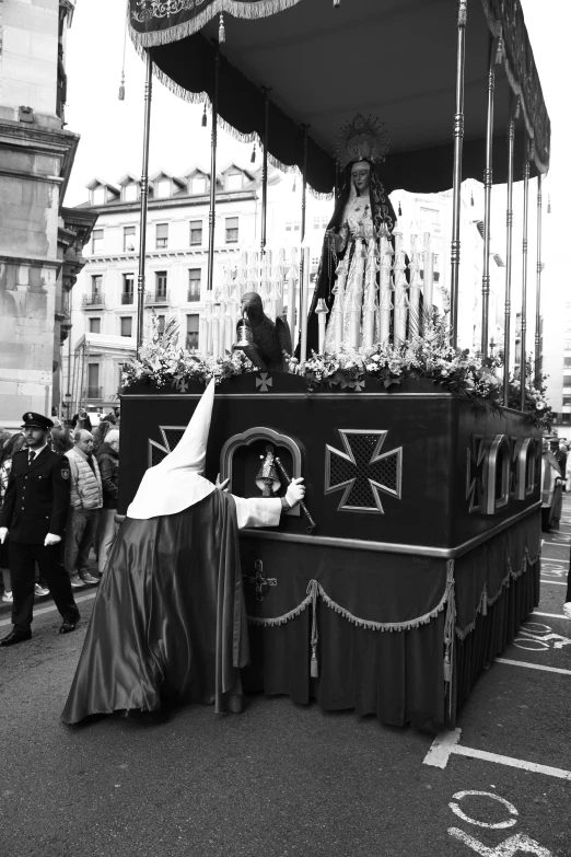 black and white po of a cart in a street