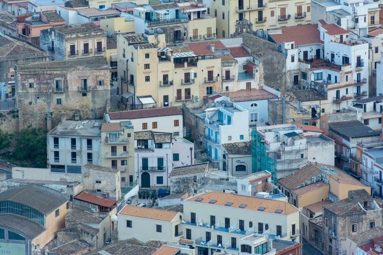 an aerial view of a city and its surrounding buildings