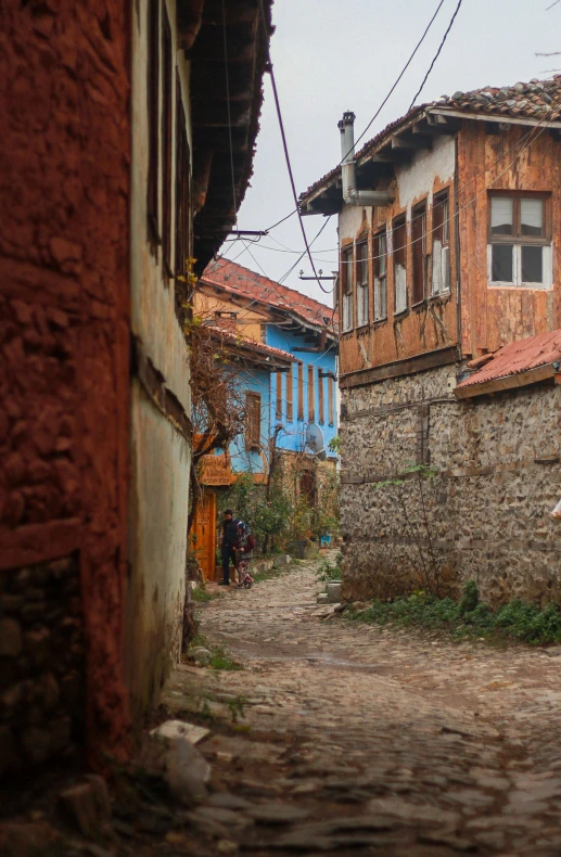 the buildings are all made out of brick and stone