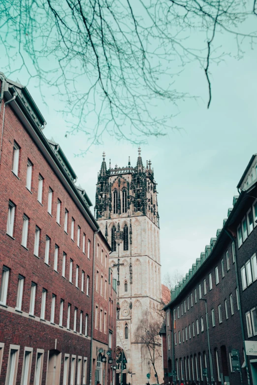 an old building and brick buildings near one another