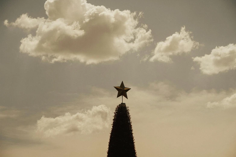 the top of a christmas tree with a star on it