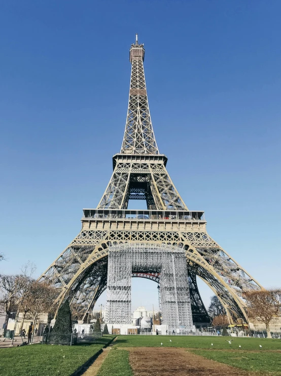 the eiffel tower with its elaborate architecture in paris, france