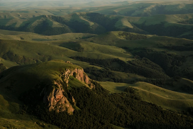 the mountains are full of grass and trees