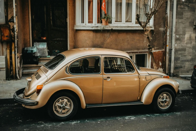 a car parked in front of an old building