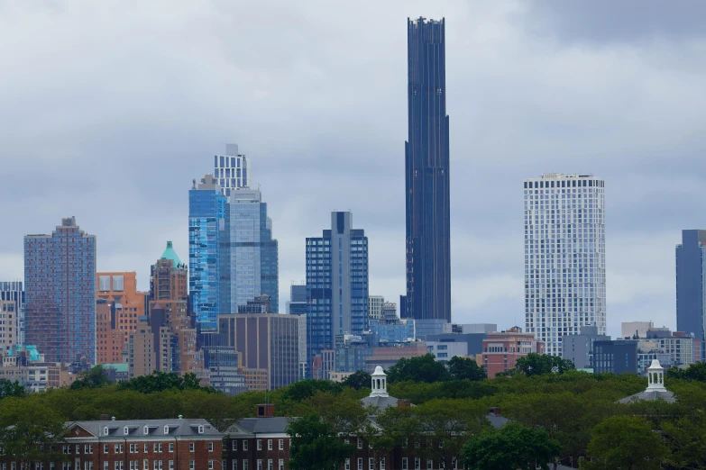 a view of the skyline of a city