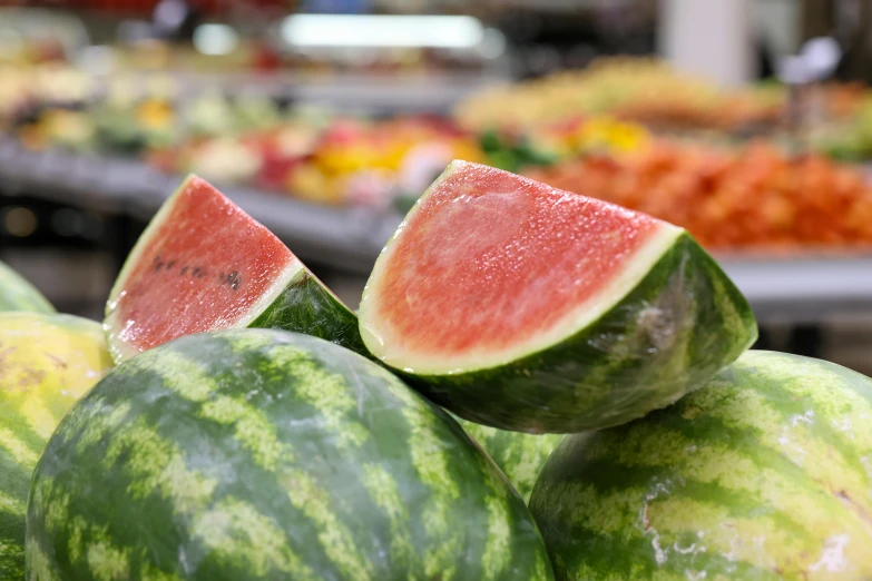 several slices of watermelon stacked on top of each other