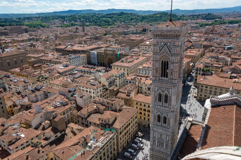 the city center of the european city has many brown roofs