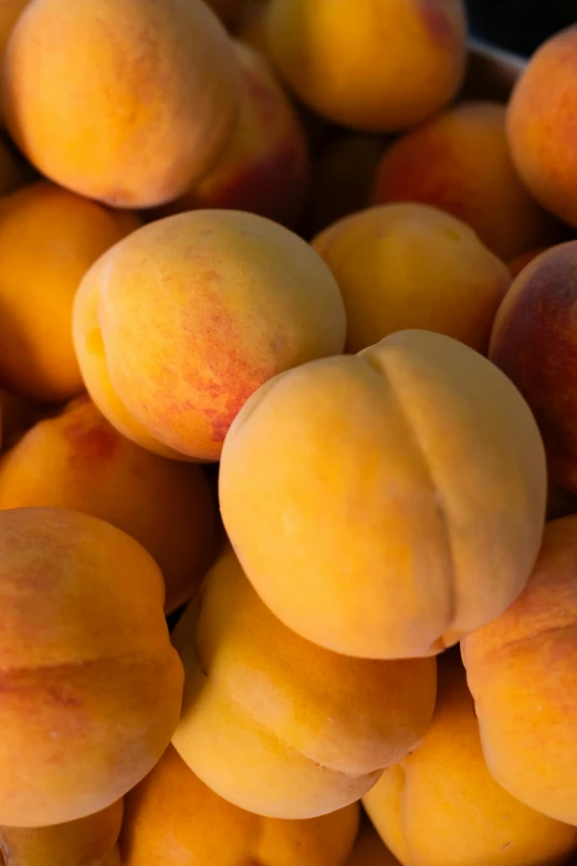 a bunch of ripe apricots piled together