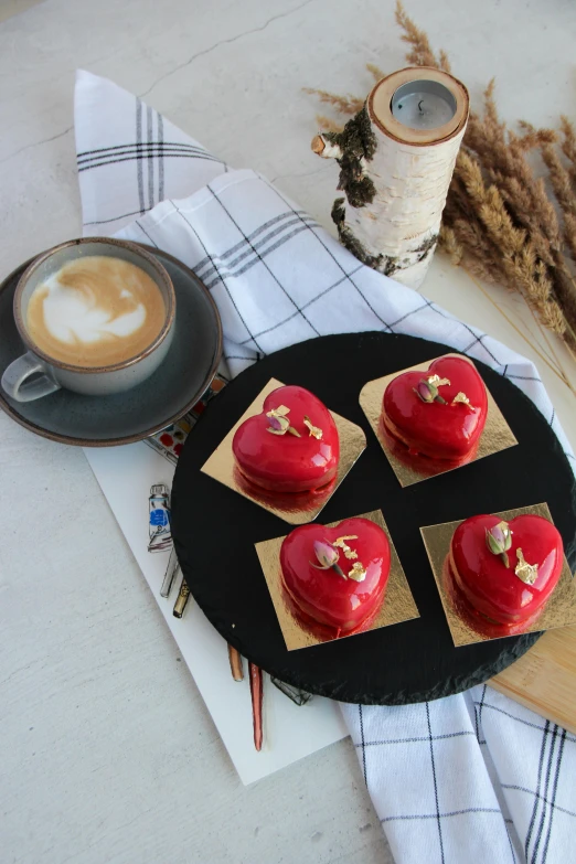 four pastries are displayed on the plate