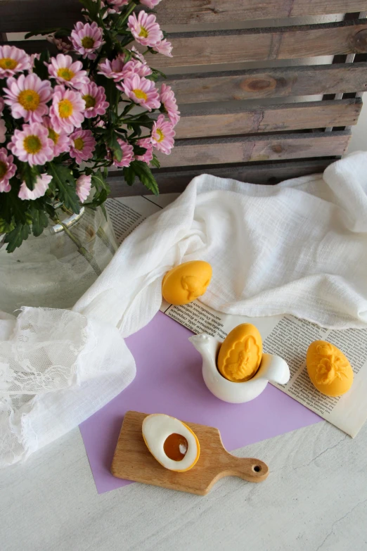 an assortment of pastries sits on a table