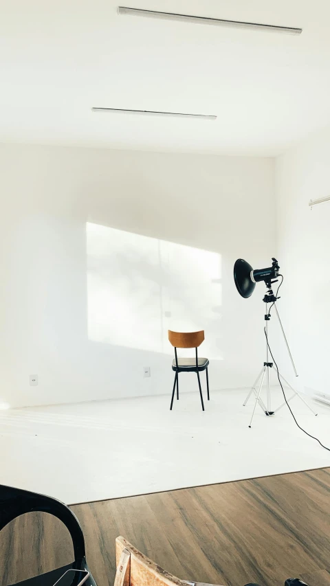 the empty room has been decorated with various equipment