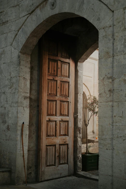 two big doors that are both open in an arch