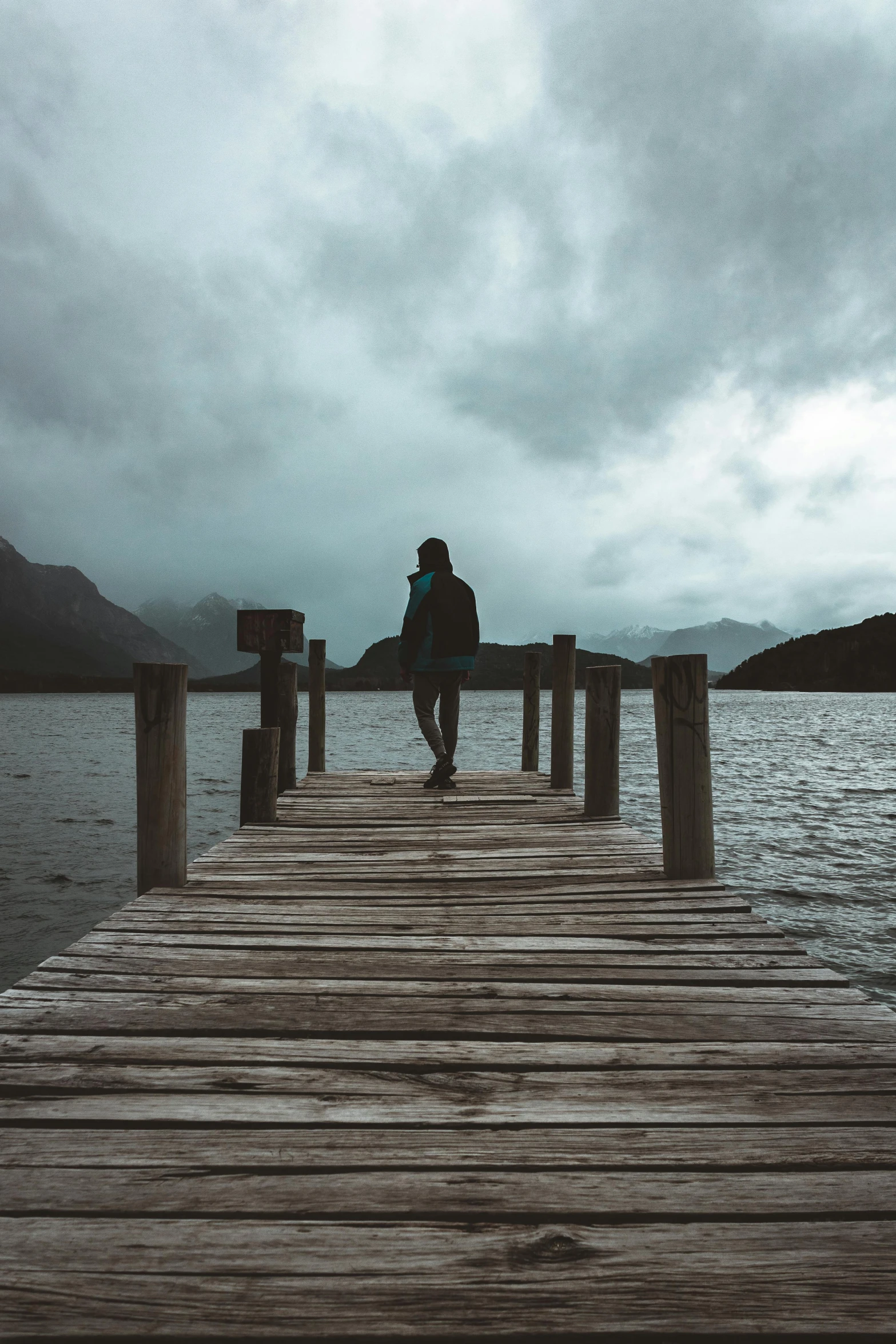 a person on a dock near the water