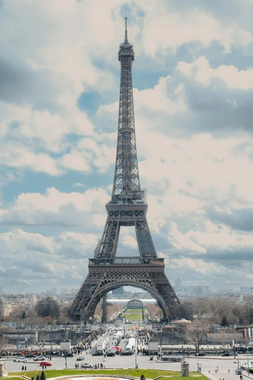 a view of the eiffel tower from across the street