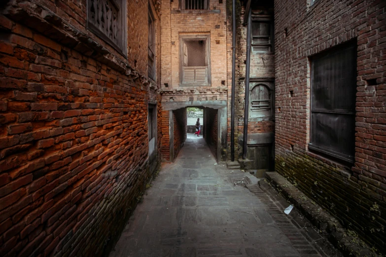 an old alley in the middle of an empty town