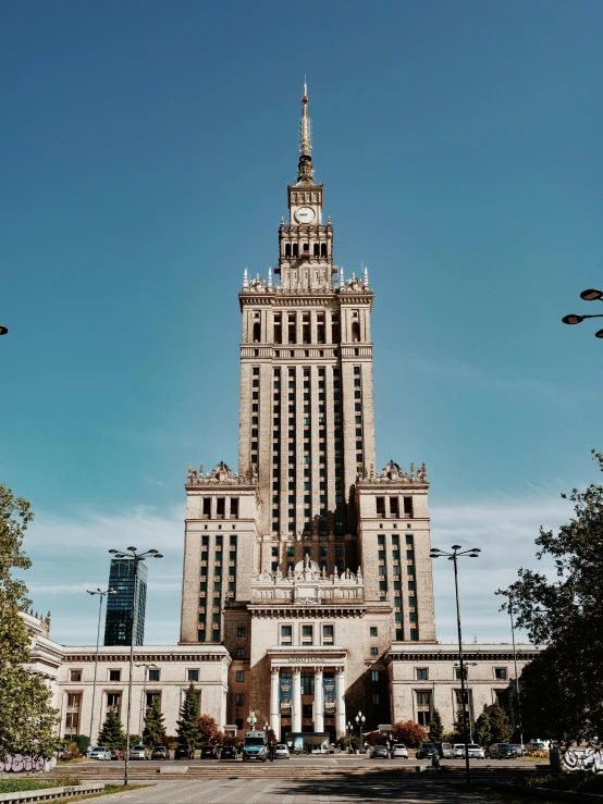 a very tall building with a clock on it